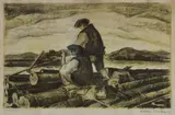 Martin Benka, Dolu Váhom, 1949, litografia na papieri