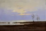 Endre Komáromi-katz, Močaristá krajina s postavou, okolo 1910, olej na plátne
