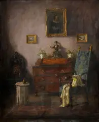 Vilmos Nagy, Meštiansky interiér, okolo 1920, olej na plátne