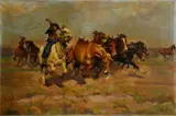 Béla Juszkó, Stádo koní na puste, 1922, olej na plátne
