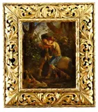 Thomas F. Burn, Dvaja chlapci v lese (Na poľovačke), okolo 1861-1867, olej na dreve