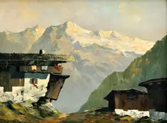 Karl Hosch, Horská chata v Alpách I., okolo 1940, olej na kartóne