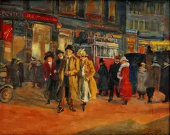 Jens Hemings, Na londýnskej ulici, okolo 1960, olej na plátne
