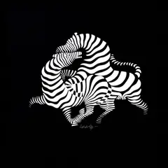 Zebry by Victor Vasarely, okolo 1960, serigrafia na papieri, sold Dec 2008