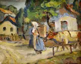 Vincent Živný, Žena s kravami, okolo 1930, olej na kartóne
