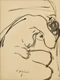 Ferdinand Hložník, Zohnutá, 1946, tuš na papieri
