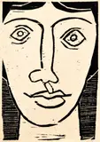 Andrej Barčík, Hlava ženy, 1952, drevorez na papieri