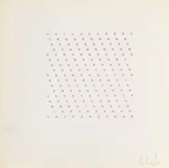 m, z cyklu Typoraster (vizuálna poézia) by Milan Adamčiak, 1969/70, písací stroj na papieri, sold Oct 2008