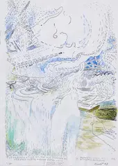 Liečivá voda by Peter Bartoš, 1973, kolorovaná serigrafia na papieri, sold Oct 2008