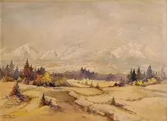 Karel Toman, Liptovská krajina, okolo 1935, akvarel na papieri