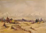 Karel Toman, Liptovská krajina, okolo 1935, akvarel na papieri