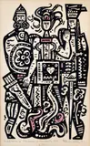 Róber Dúbravec, Strážcovia a obrancovia ostatných liet, 1974, farebný linoleorez na papieri (8/200)