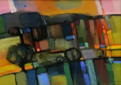 Stanislav Harangozó, Krajina s úzkymi políčkami, 1982, pastel na papieri
