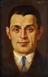 Milan T. Mitrovský, Portrét básnika Emila Boleslava Lukáča, okolo 1920, olej na preglejke