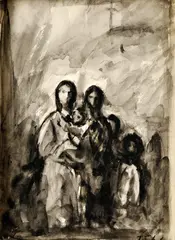 Teodor Tekel, Nechajte dietky prísť ku mne, okolo 1940, tuš na papieri