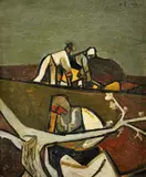 Jar na poli by Vincent Hložník, 1949, olej na kartóne, sold Oct 2008