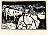 Vincent Hložník, Pastier, 1947, drevorez na papieri (16/24)