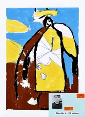 J. Rastík, Strážny anjel, 2007, tempera na papieri