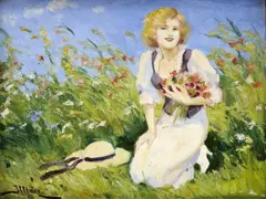 Lipót Illencz, Na lúke, okolo 1930, olej na plátne