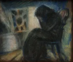 István Nagy, Zarmútená, okolo 1910, pastel na papieri
