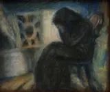 István Nagy, Zarmútená, okolo 1910, pastel na papieri
