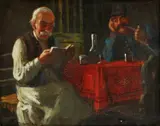 Andor G. Horváth, Dvaja v krčme, okolo 1930, olej na plátne