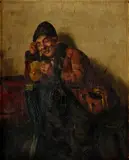 Andor G. Horváth, S krčahom vína, okolo 1930, olej na plátne