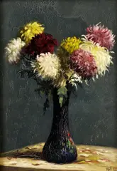 Károly Hollós, Kytica chryzantém, okolo 1920, olej na kartóne