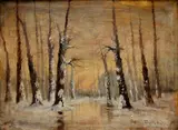 László Neogrády, Zimná krajina s brezami, okolo 1935, olej na plátne