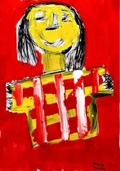 Bilajová Romana, Dievča v tričku, 2007, kombinácia techník na papieri