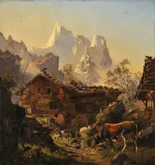 E. Malchenbrecht, Statok pod Alpami, 1863, olej na plátne