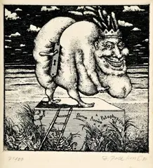 Dušan Polakovič, Kráľ UBU, 1980, lept na papieri (7/100)