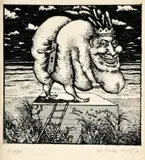 Dušan Polakovič, Kráľ UBU, 1980, lept na papieri (7/100)