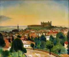 Július Schubert, Pohľad na Bratislavu, 1943, akvarel na papieri