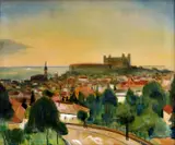 Július Schubert, Pohľad na Bratislavu, 1943, akvarel na papieri