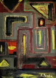 Alexander Szabó, Kompozícia, okolo 1960, olej na lepenke