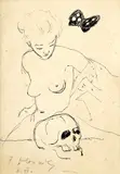Ferdinand Hložník, Vanitas, 1944, tuš na papieri