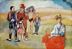 Imro Vysočan, Cirkusanti (podľa Pabla Picsassa), 1987, tempera na kartóne