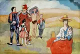 Imro Vysočan, Cirkusanti (podľa Pabla Picsassa), 1987, tempera na kartóne