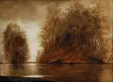 Pri rieke Poprad by Eugen Szepesi-Kuszka, okolo 1910, olej na plátne, sold Jun 2008