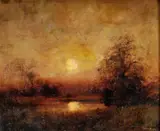 Krajina pri západe slnka by Eugen Szepesi-Kuszka, okolo 1915, olej na plátne, sold Jun 2008