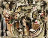 Rodina s dieťaťom by Imro Weiner-Kráľ, okolo 1955, akvarel na papieri, sold Jun 2008