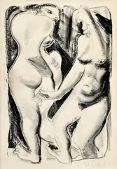 Koloman Sokol, Dve ženy, 1952, litografia na papieri