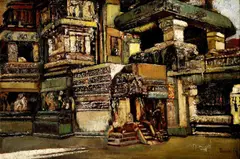 Orientálny motív by Gyula Tornai, okolo 1880, olej na kartóne, sold Jun 2008