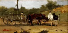 Alexander von Wagner, Pri napájaní koní, okolo 1900, olej na dreve