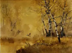 Kačka v brezovom lesíku by László Kézdi-Kovács, okolo 1900, olej na plátne, sold Jun 2008