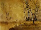 László Kézdi-Kovács, Kačka v brezovom lesíku, okolo 1900, olej na plátne