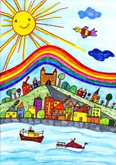 Dúha nad Bratislavou by Janka Pieczková, 2008, kombinovaná technika na papieri, sold Jun 2008
