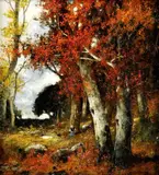 Adolf Kaufmann, Starenka v lesnom interiéri, okolo 1890, olej na dreve
