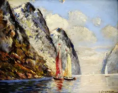 H. Bergmann, Železné vráta, okolo 1950, olej na kartóne